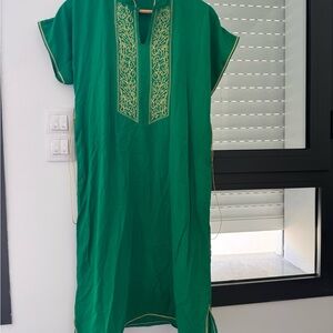 Green Kaftan with Gold Embroidery